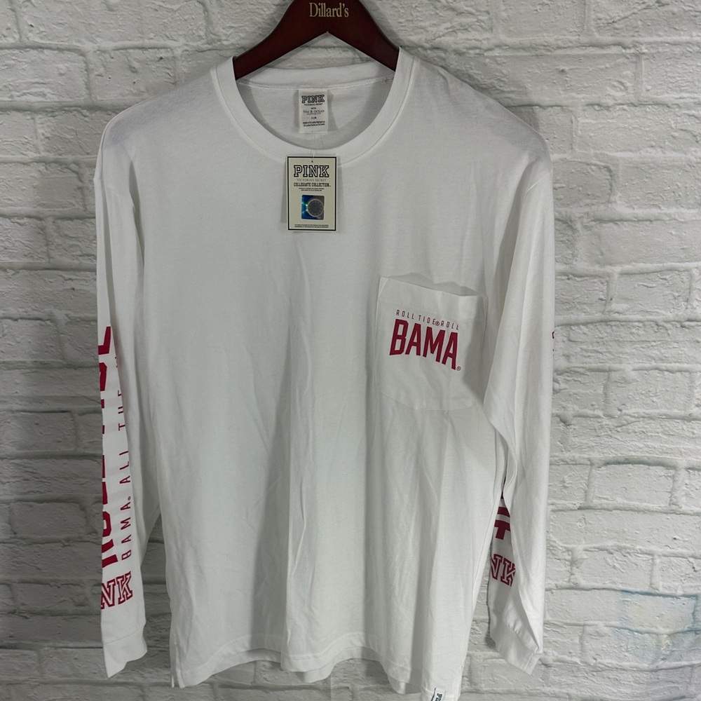 PINK Victoria's Secret White Long Sleeve University of Alabama Tshirt. Roll Tide